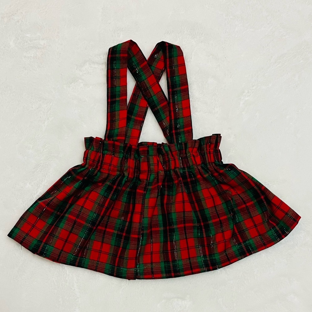 Christmas skirt with adjustable suspenders